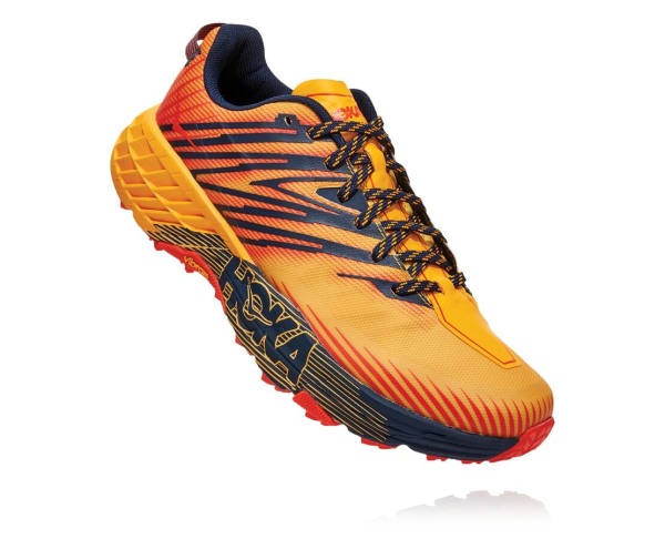 Hoka One One Speedgoat 4 Mens UK - Gold / Black Trail Running Shoes - DYBFJ5680